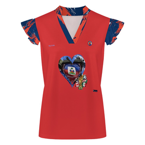 EVictor Ruffle V-Neck Short Sleeve Blouse