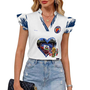 EVictor Ruffle V-Neck Short Sleeve Blouse