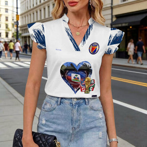 EVictor Ruffle V-Neck Short Sleeve Blouse