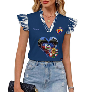 EVictor Ruffle V-Neck Short Sleeve Blouse
