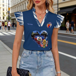 EVictor Ruffle V-Neck Short Sleeve Blouse