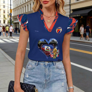 EVictor Ruffle V-Neck Short Sleeve Blouse
