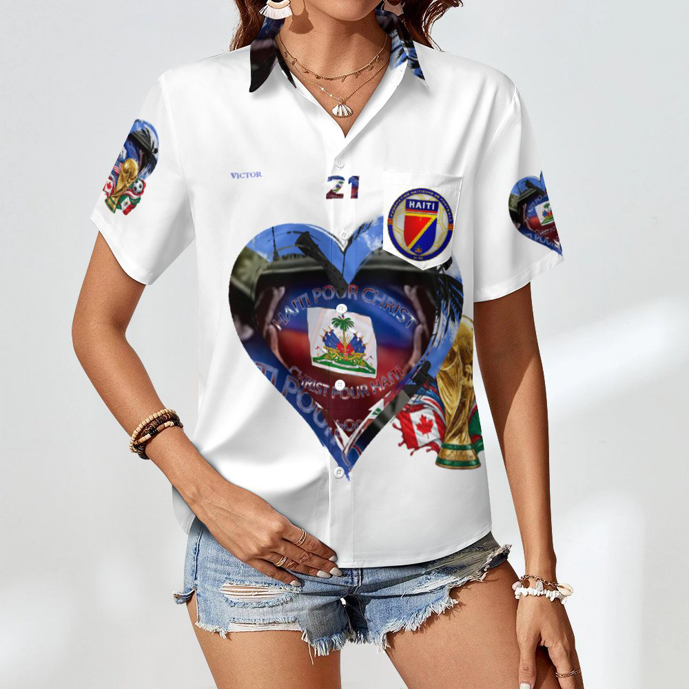 EVicttor Collared Short Sleeve Button-Up Shirt with Pocket