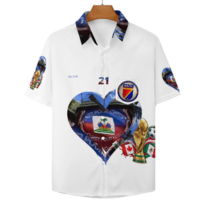 EVicttor Collared Short Sleeve Button-Up Shirt with Pocket