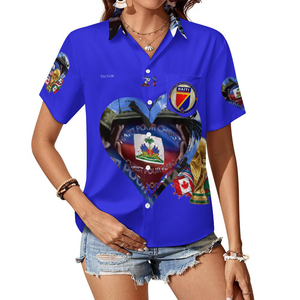 EVicttor Collared Short Sleeve Button-Up Shirt with Pocket