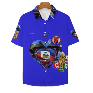 EVicttor Collared Short Sleeve Button-Up Shirt with Pocket