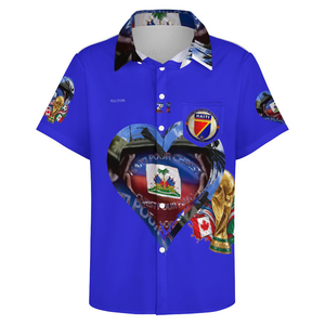 EVicttor Collared Short Sleeve Button-Up Shirt with Pocket