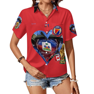 EVicttor Collared Short Sleeve Button-Up Shirt with Pocket