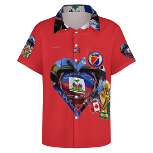 EVicttor Collared Short Sleeve Button-Up Shirt with Pocket
